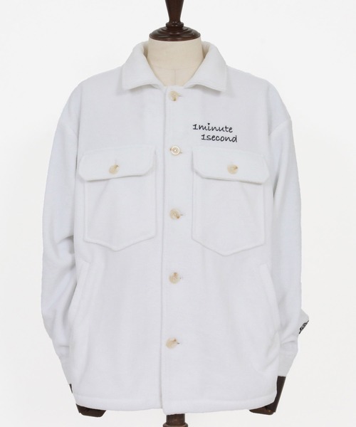 1minute 1second(ワンミニットワンセカンド)の「mj11157-soft fleece CPO jacket with cursive embroidery フリースジャケット(1M25F140)(その他アウター・メンズ・ホワイト/ネイビー/ブラック・XL/L/M/S)」の7枚目の写真