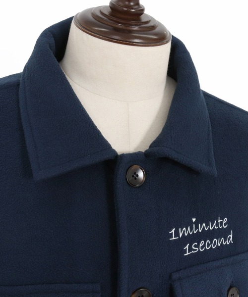 1minute 1second(ワンミニットワンセカンド)の「mj11157-soft fleece CPO jacket with cursive embroidery フリースジャケット(1M25F140)(その他アウター・メンズ・ホワイト/ネイビー/ブラック・XL/L/M/S)」の13枚目の写真