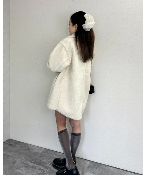 Per sist ence（パーシエンス）の「フェイクムートンタックミドルダブルコート（ムートンコート・レディース・ブラック/チャコールグレー/アイボリー/モカ・ONE SIZE）」の12枚目の写真