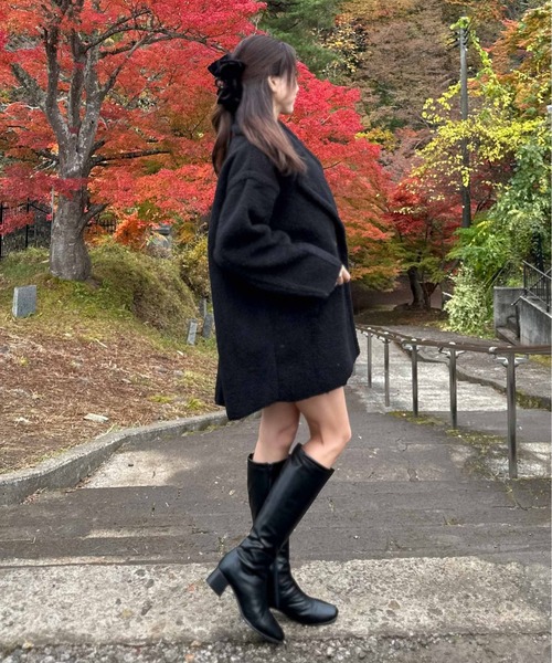 Per sist ence（パーシエンス）の「フェイクムートンタックミドルダブルコート（ムートンコート・レディース・ブラック/チャコールグレー/アイボリー/モカ・ONE SIZE）」の21枚目の写真