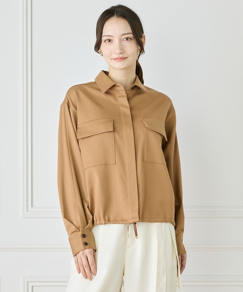 INED（イネド）の「ＴＷサテン2WAYブラウス（シャツ/ブラウス・レディース・チャコールグレー/ネイビー/キャメル・9号/11号）」の3枚目の写真