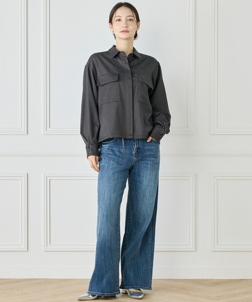 INED（イネド）の「ＴＷサテン2WAYブラウス（シャツ/ブラウス・レディース・チャコールグレー/ネイビー/キャメル・9号/11号）」の13枚目の写真