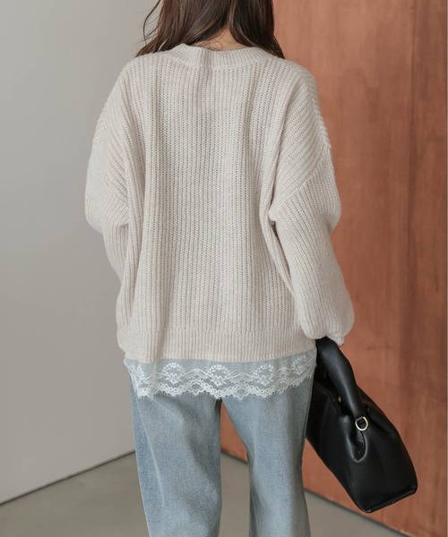 セール】裾レース ニットプルオーバー（ニット/セーター）｜AMELY