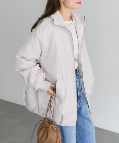 大幅値下げ！OLUN 中綿リブブルゾン Mサイズ アイボリー セール】中綿 リブカラーブルゾン（ブルゾン）｜PUAL CE CIN