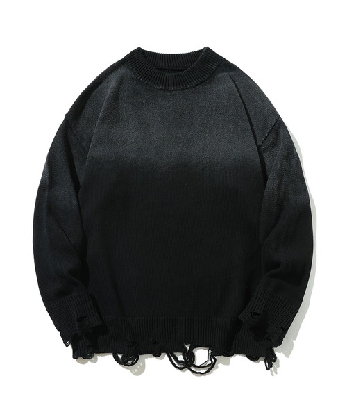 aimoha（アイモハ）の「ダメージ加工 ニットプルオーバー/Distressed knit pullover aimoha neo（ニット/セーター・メンズ・カーキ/パープル/ブラック・XX-LARGE/X-LARGE/XXX-LARGE）」の5枚目の写真