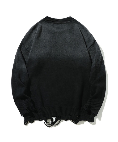 aimoha（アイモハ）の「ダメージ加工 ニットプルオーバー/Distressed knit pullover aimoha neo（ニット/セーター・メンズ・カーキ/パープル/ブラック・XX-LARGE/X-LARGE/XXX-LARGE）」の6枚目の写真