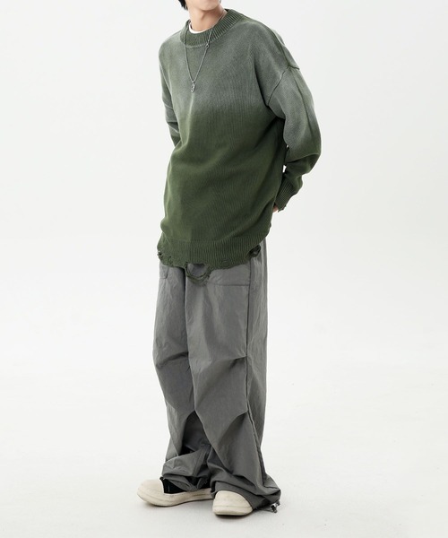 aimoha（アイモハ）の「ダメージ加工 ニットプルオーバー/Distressed knit pullover aimoha neo（ニット/セーター・メンズ・カーキ/パープル/ブラック・XX-LARGE/X-LARGE/XXX-LARGE）」の12枚目の写真