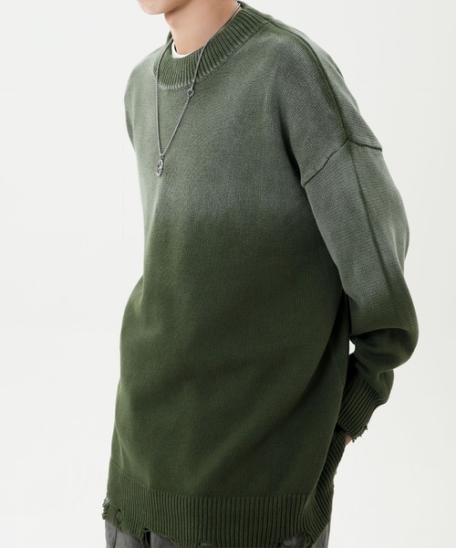 aimoha（アイモハ）の「ダメージ加工 ニットプルオーバー/Distressed knit pullover aimoha neo（ニット/セーター・メンズ・カーキ/パープル/ブラック・XX-LARGE/X-LARGE/XXX-LARGE）」の17枚目の写真