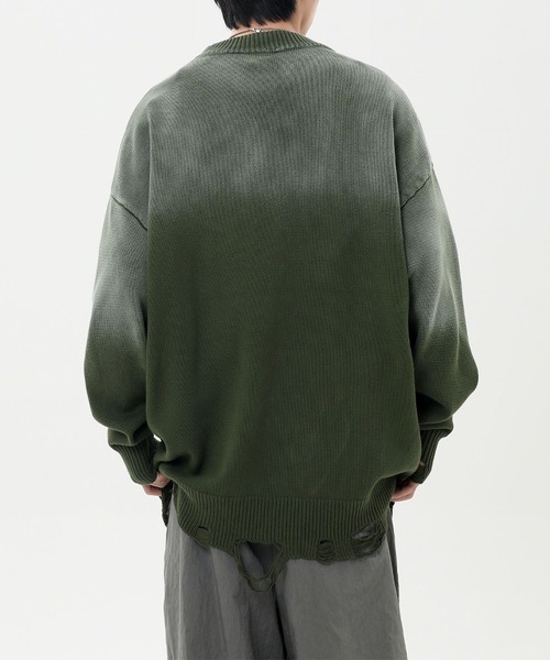 aimoha（アイモハ）の「ダメージ加工 ニットプルオーバー/Distressed knit pullover aimoha neo（ニット/セーター・メンズ・カーキ/パープル/ブラック・XX-LARGE/X-LARGE/XXX-LARGE）」の18枚目の写真