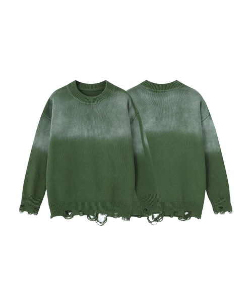 aimoha（アイモハ）の「ダメージ加工 ニットプルオーバー/Distressed knit pullover aimoha neo（ニット/セーター・メンズ・カーキ/パープル/ブラック・XX-LARGE/X-LARGE/XXX-LARGE）」の19枚目の写真
