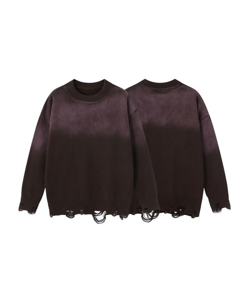 aimoha（アイモハ）の「ダメージ加工 ニットプルオーバー/Distressed knit pullover aimoha neo（ニット/セーター・メンズ・カーキ/パープル/ブラック・XX-LARGE/X-LARGE/XXX-LARGE）」の20枚目の写真