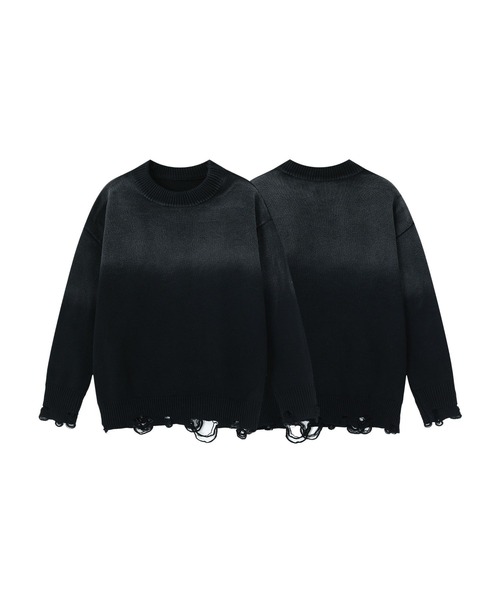 aimoha（アイモハ）の「ダメージ加工 ニットプルオーバー/Distressed knit pullover aimoha neo（ニット/セーター・メンズ・カーキ/パープル/ブラック・XX-LARGE/X-LARGE/XXX-LARGE）」の21枚目の写真