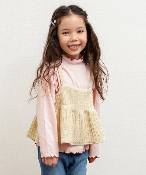 BREEZE（ブリーズ）の「【ジュニア対応】ベロア2Pトップス（Tシャツ/カットソー・キッズ・キナリ/グリーン/ブラック・140/130/80/90/100/110/120）」の2枚目の写真