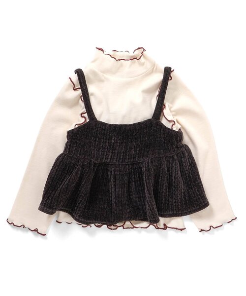 BREEZE（ブリーズ）の「【ジュニア対応】ベロア2Pトップス（Tシャツ/カットソー・キッズ・キナリ/グリーン/ブラック・140/130/80/90/100/110/120）」の3枚目の写真