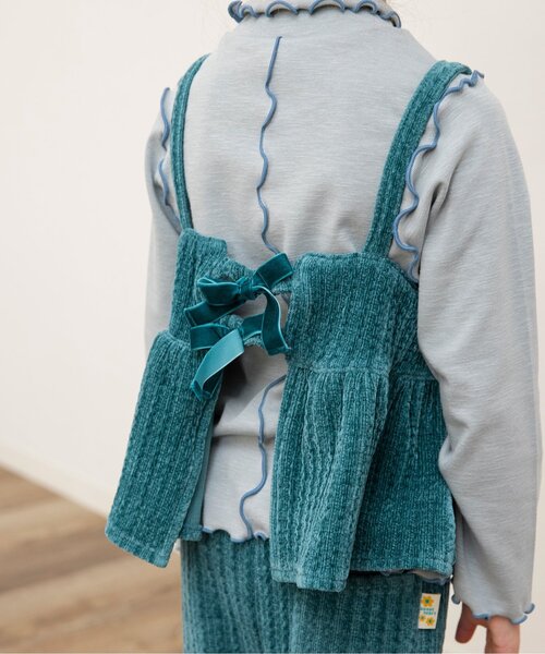 BREEZE（ブリーズ）の「【ジュニア対応】ベロア2Pトップス（Tシャツ/カットソー・キッズ・キナリ/グリーン/ブラック・140/130/80/90/100/110/120）」の6枚目の写真