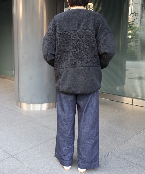 many men many mind(メニーメンメニーマインド)の「many men many mind /ボア パッチワークブルゾン(ブルゾン・レディース・ブラック/チャコールグレー/アイボリー・LARGE/X-LARGE/MEDIUM)」の8枚目の写真
