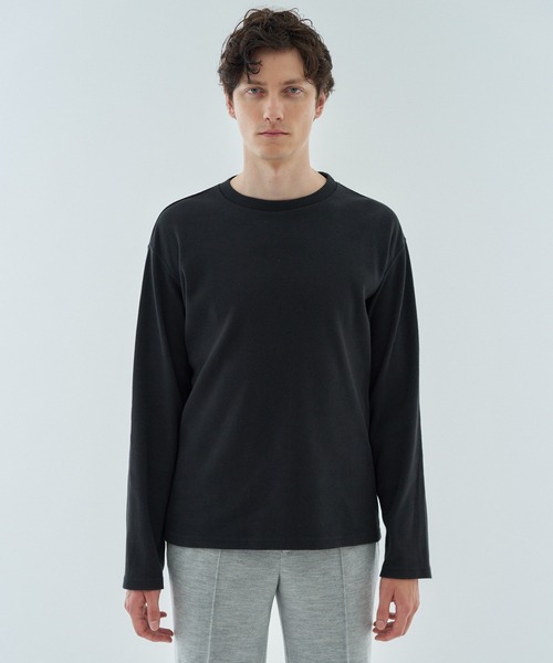 ESTNATION（エストネーション）の「ESTNATION / コットンフライス クルーネックカットソー（Tシャツ/カットソー・メンズ・ホワイト/ブラック・MEDIUM/LARGE/X-LARGE）」の2枚目の写真