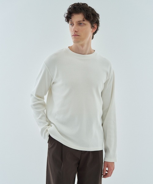 ESTNATION（エストネーション）の「ESTNATION / コットンフライス クルーネックカットソー（Tシャツ/カットソー・メンズ・ホワイト/ブラック・MEDIUM/LARGE/X-LARGE）」の11枚目の写真