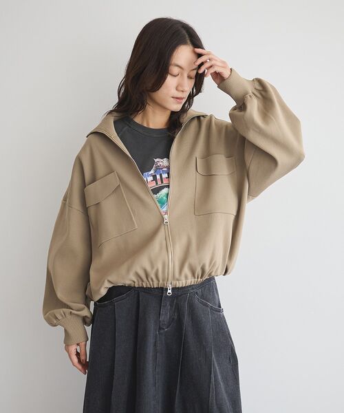 GARAGE OF GOOD CLOTHING（ガレージオブグッドクロージング）の「総針ニットWzipブルゾン（ブルゾン・レディース・ベージュ/ブラウン/ブラック・FREE）」の3枚目の写真