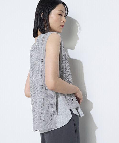 Gabardine K.T（ギャバジンケーティー）の「コイルヤーン レーシーベスト（ベスト・レディース・ブラック/グレー・9号）」の10枚目の写真