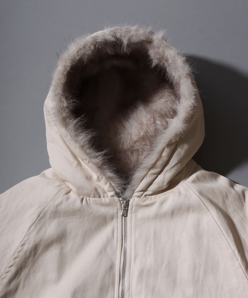 SITRY(シトリー)の「Fur Lined Zip Hoodie/ツイル ショート丈 ファー使い ダブルジップ ジップパーカー ブルゾン フーディー ブルゾン(ブルゾン・メンズ・アイボリー/カモフラージュ/ブラック・L/M)」の10枚目の写真