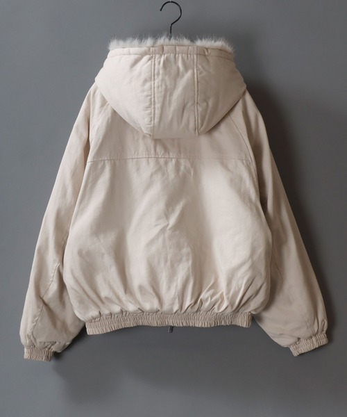 SITRY(シトリー)の「Fur Lined Zip Hoodie/ツイル ショート丈 ファー使い ダブルジップ ジップパーカー ブルゾン フーディー ブルゾン(ブルゾン・メンズ・アイボリー/カモフラージュ/ブラック・L/M)」の5枚目の写真