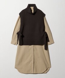 green label relaxing(グリーンレーベルリラクシング)のニット ベスト & シャツ ワンピース セット(シャツワンピース)