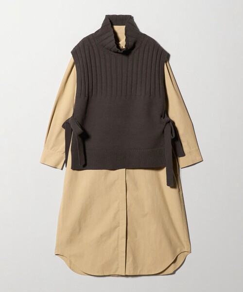 green label relaxing(グリーンレーベルリラクシング)の「ニット ベスト × シャツ ワンピース セット(シャツワンピース・レディース・オフホワイト/ブラウン系/ダークグレー・FREE)」の15枚目の写真