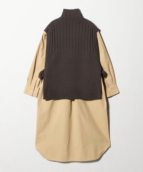 green label relaxing(グリーンレーベルリラクシング)の「ニット ベスト × シャツ ワンピース セット(シャツワンピース・レディース・オフホワイト/ブラウン系/ダークグレー・FREE)」の16枚目の写真
