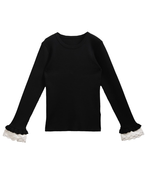 Fit more（フィットモア）の「スカラップフリルカフス長袖リブニット（ニット/セーター・レディース・グレー/ブラック/ホワイト・FREE）」の22枚目の写真