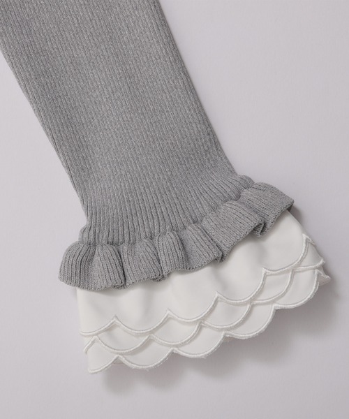 Fit more（フィットモア）の「スカラップフリルカフス長袖リブニット（ニット/セーター・レディース・グレー/ブラック/ホワイト・FREE）」の17枚目の写真