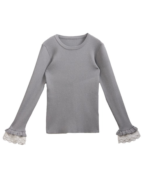 Fit more（フィットモア）の「スカラップフリルカフス長袖リブニット（ニット/セーター・レディース・グレー/ブラック/ホワイト・FREE）」の21枚目の写真