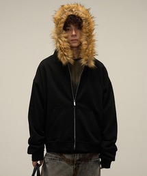 NOWLE（ノウル）の「【NOWLE】フェイクファー フード付き ジップアップ スウェット パーカー（パーカー）」
