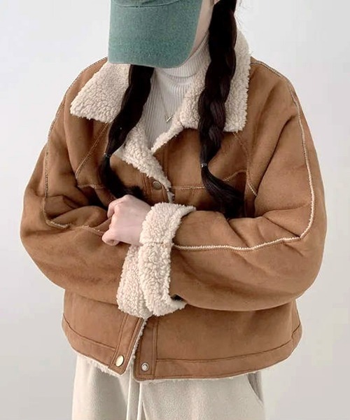 Riff(リフ)の「ムートンボアジャケット(ブルゾン・レディース・キャメル/ブラウン・FREE)」の7枚目の写真