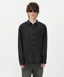 チンツコットンツーポケットシャツ ブラック