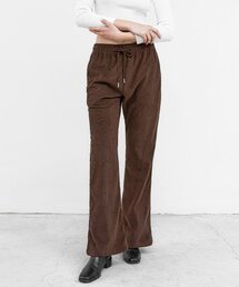 コーデュロイトレーニングセミブーツカットパンツ(レディース)_ブラウン