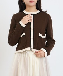 ASTORIA ODIER | 配色リボンポケット付カーディガン(カーディガン/ボレロ)