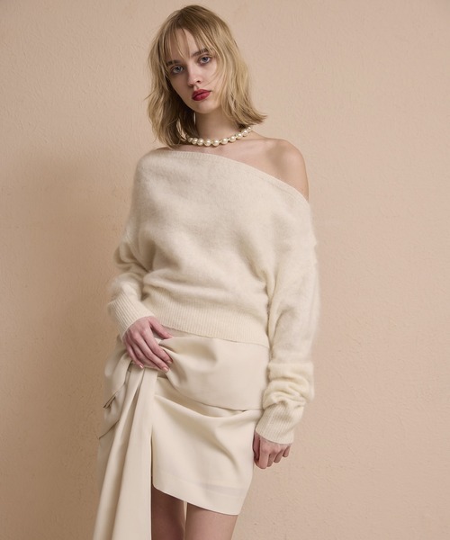 セール】ウール起毛オフショルニットトップス（ニット/セーター