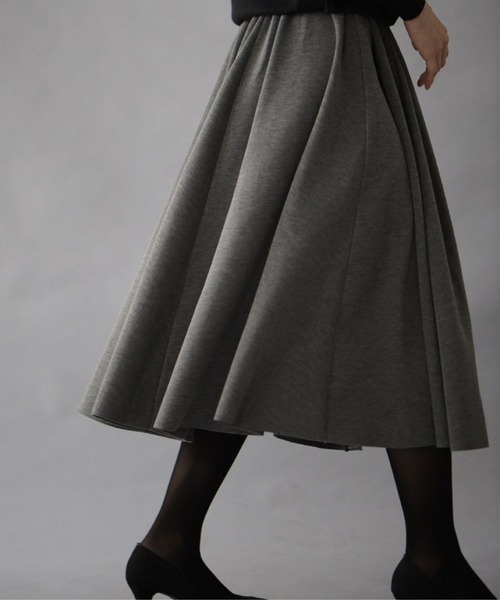 Ehre style(エーレスタイル)の「高見えジャージ素材シワなし!毎日着られる(スカート・レディース・ブラック/グレー・FREE)」の2枚目の写真