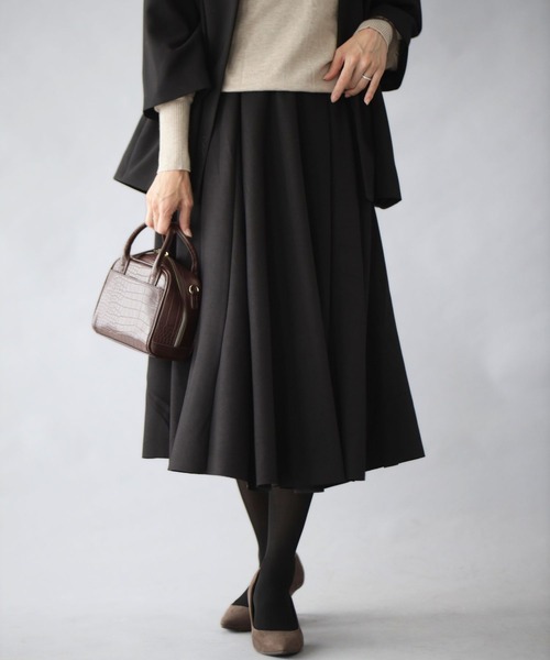 Ehre style(エーレスタイル)の「高見えジャージ素材シワなし!毎日着られる(スカート・レディース・ブラック/グレー・FREE)」の3枚目の写真