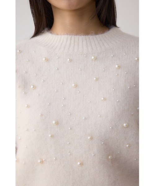 AZUL by moussy（アズールバイマウジー）の「パールビジューニットトップス（ニット/セーター・レディース・杢グレー/アイボリー/ボルドー・FREE）」の11枚目の写真