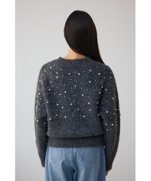 AZUL by moussy（アズールバイマウジー）の「パールビジューニットトップス（ニット/セーター・レディース・杢グレー/アイボリー/ボルドー・FREE）」の21枚目の写真