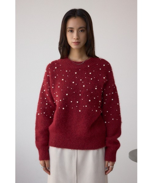 新品★ジャスグリッティー　パールビジュー　ニット　カットソーアプワイザーリッシェ アシメパールビジューニット | Viaggio Blu (Women)/ビアッジョブルー