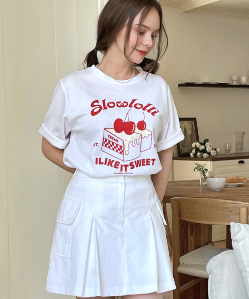SLOWLOLLI（スローローリ）の「Like sweet t-shirt_3 Colors（Tシャツ/カットソー・レディース・Beige/ホワイト/グレー・FREE）」の5枚目の写真