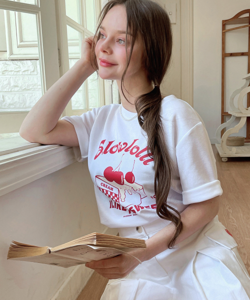 SLOWLOLLI（スローローリ）の「Like sweet t-shirt_3 Colors（Tシャツ/カットソー・レディース・Beige/ホワイト/グレー・FREE）」の6枚目の写真