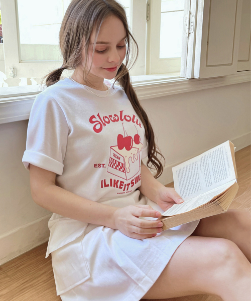 SLOWLOLLI（スローローリ）の「Like sweet t-shirt_3 Colors（Tシャツ/カットソー・レディース・Beige/ホワイト/グレー・FREE）」の7枚目の写真