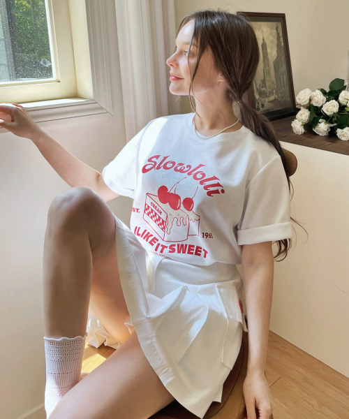 SLOWLOLLI（スローローリ）の「Like sweet t-shirt_3 Colors（Tシャツ/カットソー・レディース・Beige/ホワイト/グレー・FREE）」の8枚目の写真