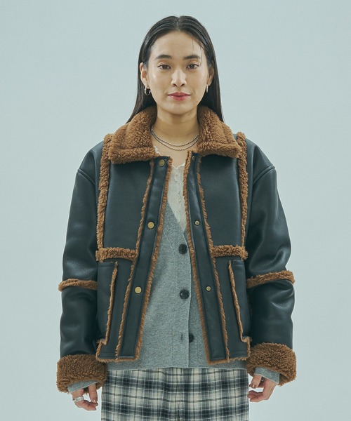 ROSE BUD(ローズバッド)の「FAUX MOUTON 2WAY JACKET(その他アウター・レディース・ブラック/オフホワイト・ONE SIZE)」の19枚目の写真