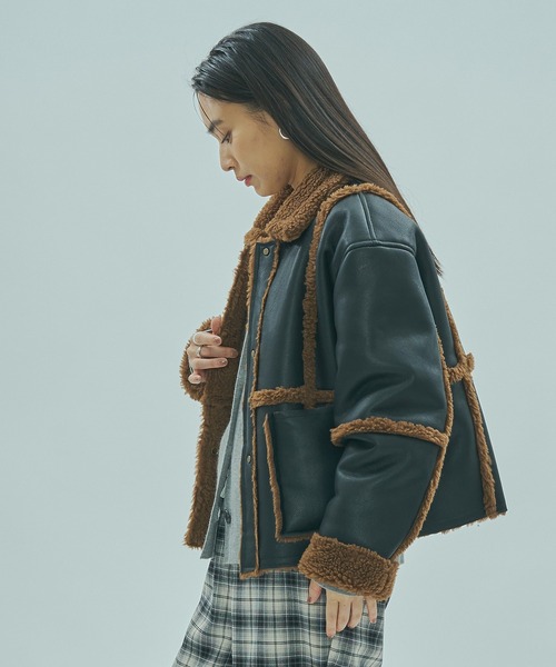 ROSE BUD(ローズバッド)の「FAUX MOUTON 2WAY JACKET(その他アウター・レディース・ブラック/オフホワイト・ONE SIZE)」の21枚目の写真