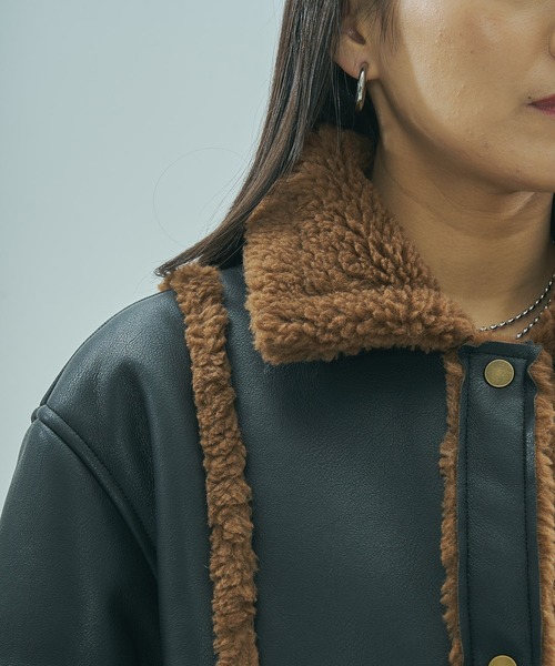 ROSE BUD(ローズバッド)の「FAUX MOUTON 2WAY JACKET(その他アウター・レディース・ブラック/オフホワイト・ONE SIZE)」の15枚目の写真